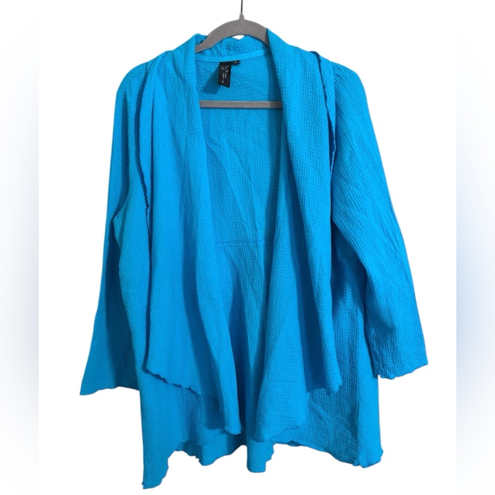 Focus Casual Life Blue Lagenlook Open Front Drapy‎ Cardigan Large